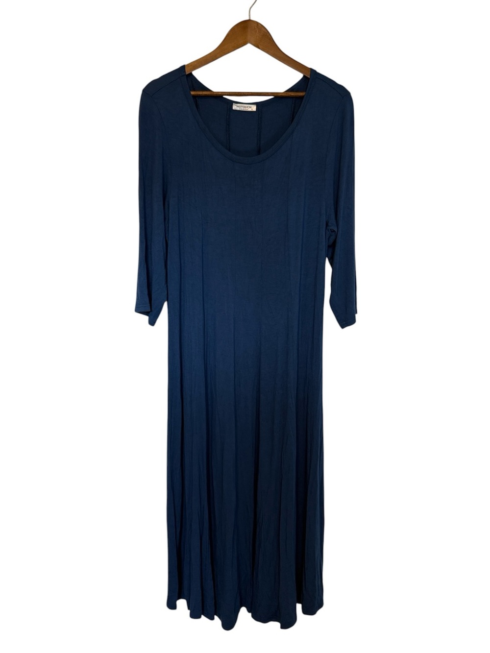 Hotouch Maxi Dress Blue Scoop Neck Stretch Long Sleeve XL